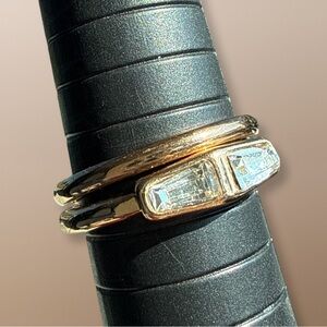 Diamond CZ on gold band sz 7 (NOT BP)